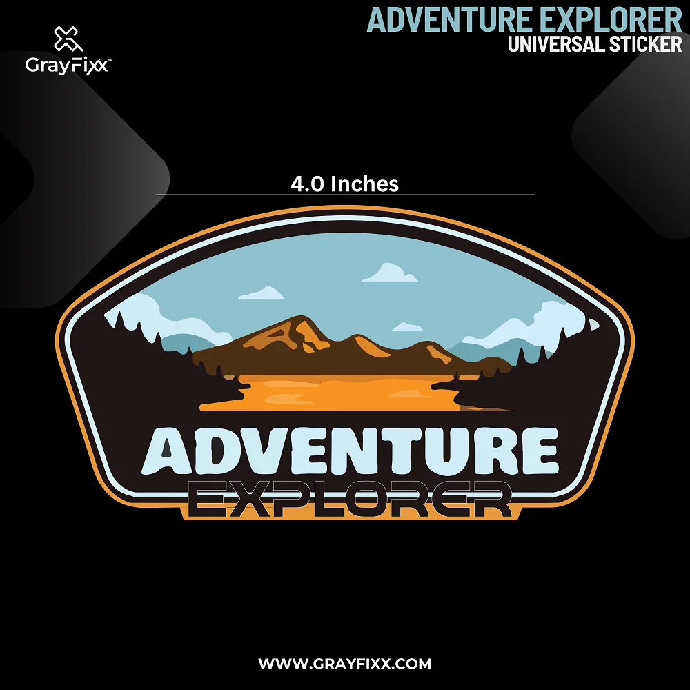 Adventure Explorer Universal Sticker | Printed In Premium Gloss Vinyl With FPF(Fade Protection Film), Water Proof, Precut Sticker, Pack Of 1